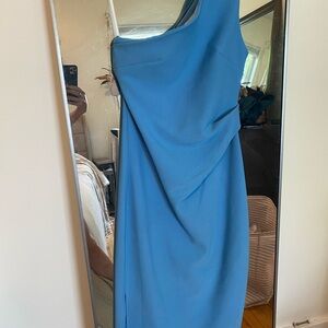 Petal & Pup Blue Asymmetrical Ruched Cocktail Dress